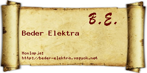 Beder Elektra névjegykártya